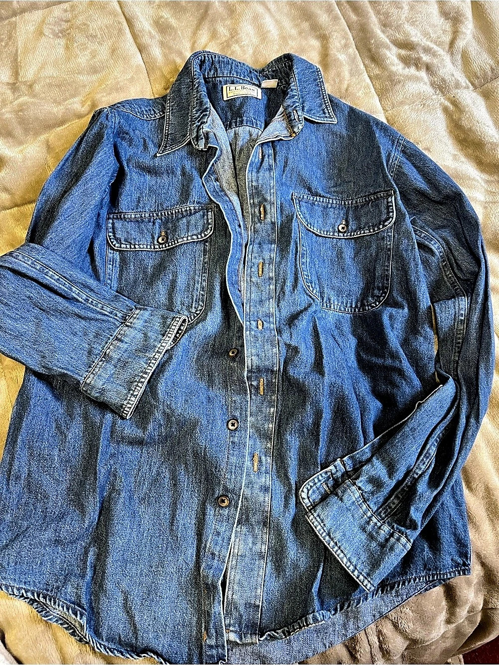 Vintage L.L.Bean Denim Shirt Jacket Blue Medium